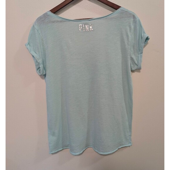 -RARE-VS PINK 2013 Ombre Sequin Skull T-Shirt Excellent Large - Picture 4 of 6